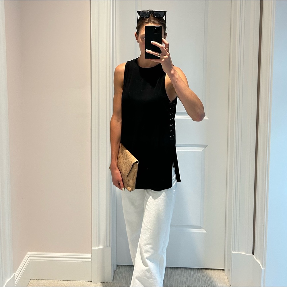 Black Laceup Blouse
